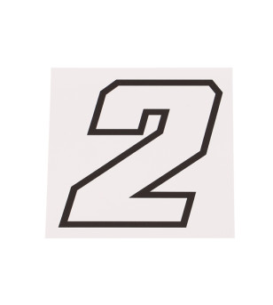 AUTOCOLLANT NUMERO DE COURSE MOTO 2BLANC CONTOUR NOIR - HAUTEUR 10 CM