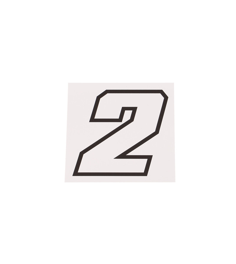 AUTOCOLLANT NUMERO DE COURSE MOTO 2BLANC CONTOUR NOIR - HAUTEUR 10 CM