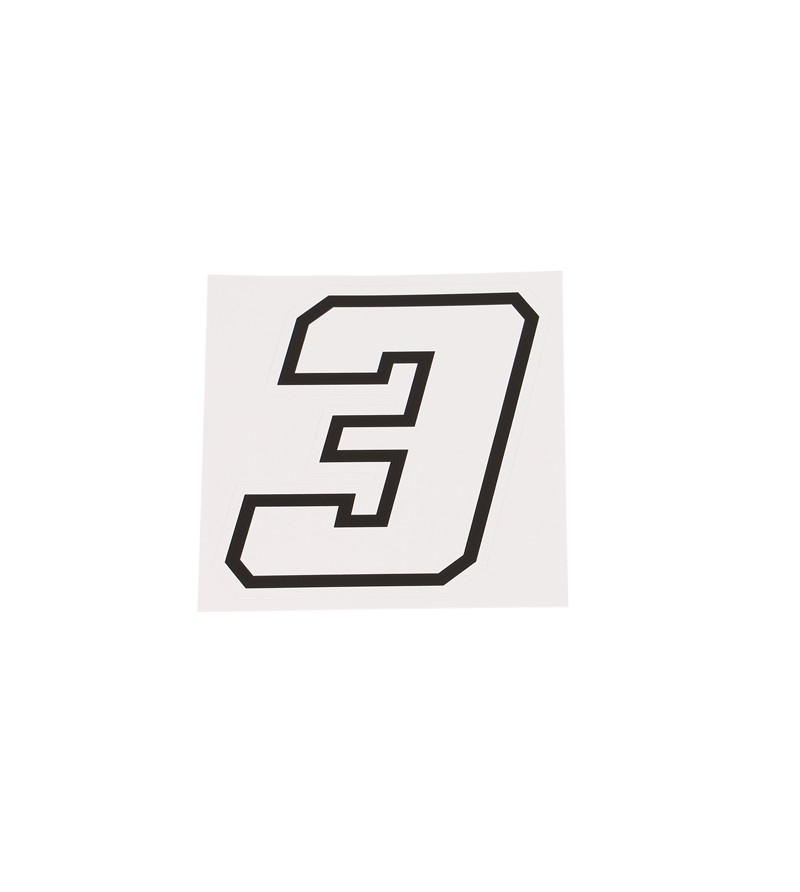 AUTOCOLLANT NUMERO DE COURSE MOTO BLANC CONTOUR NOIR - HAUTEUR 10 CM