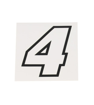 AUTOCOLLANT NUMERO DE COURSE MOTO 4BLANC CONTOUR NOIR - HAUTEUR 10 CM
