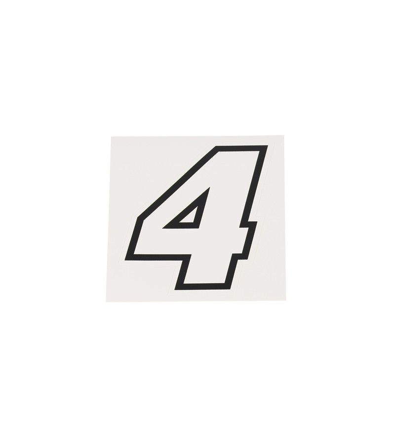 AUTOCOLLANT NUMERO DE COURSE MOTO 4BLANC CONTOUR NOIR - HAUTEUR 10 CM