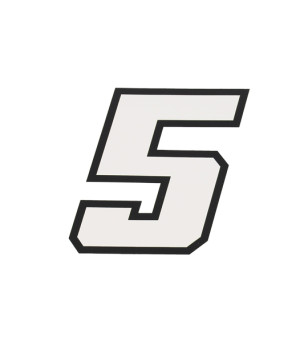 AUTOCOLLANT NUMERO DE COURSE MOTO 5BLANC CONTOUR NOIR - HAUTEUR 10 CM