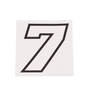 AUTOCOLLANT NUMERO DE COURSE MOTO 7BLANC CONTOUR NOIR - HAUTEUR 10 CM