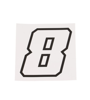 AUTOCOLLANT NUMERO DE COURSE MOTO 8BLANC CONTOUR NOIR - HAUTEUR 10 CM