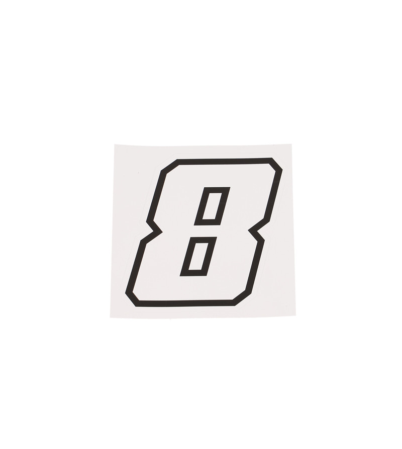 AUTOCOLLANT NUMERO DE COURSE MOTO 8BLANC CONTOUR NOIR - HAUTEUR 10 CM