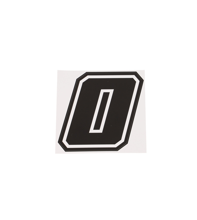 AUTOCOLLANT NUMERO DE COURSE MOTO 0NOIR CONTOUR BLANC - HAUTEUR 10 CM