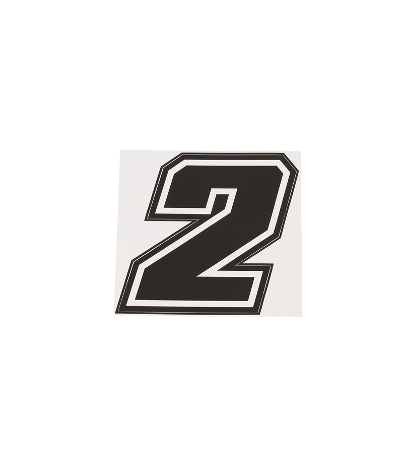 AUTOCOLLANT NUMERO DE COURSE MOTO 2NOIR CONTOUR BLANC - HAUTEUR 10 CM