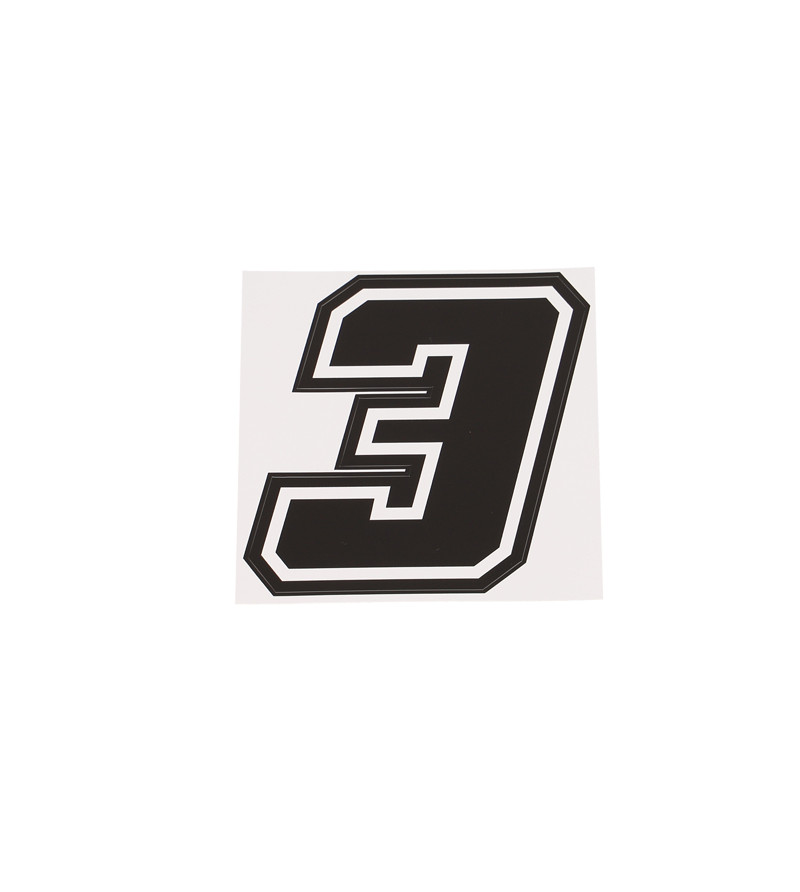 AUTOCOLLANT NUMERO DE COURSE MOTO 3NOIR CONTOUR BLANC - HAUTEUR 10 CM