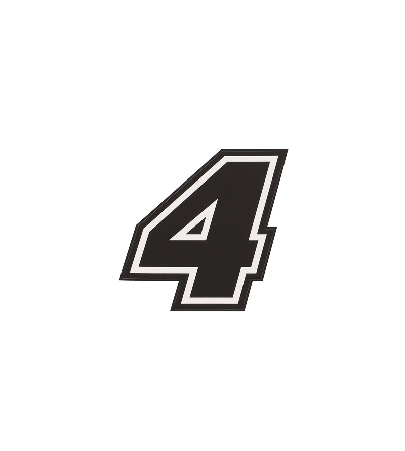 AUTOCOLLANT NUMERO DE COURSE MOTO 4NOIR CONTOUR BLANC - HAUTEUR 10 CM