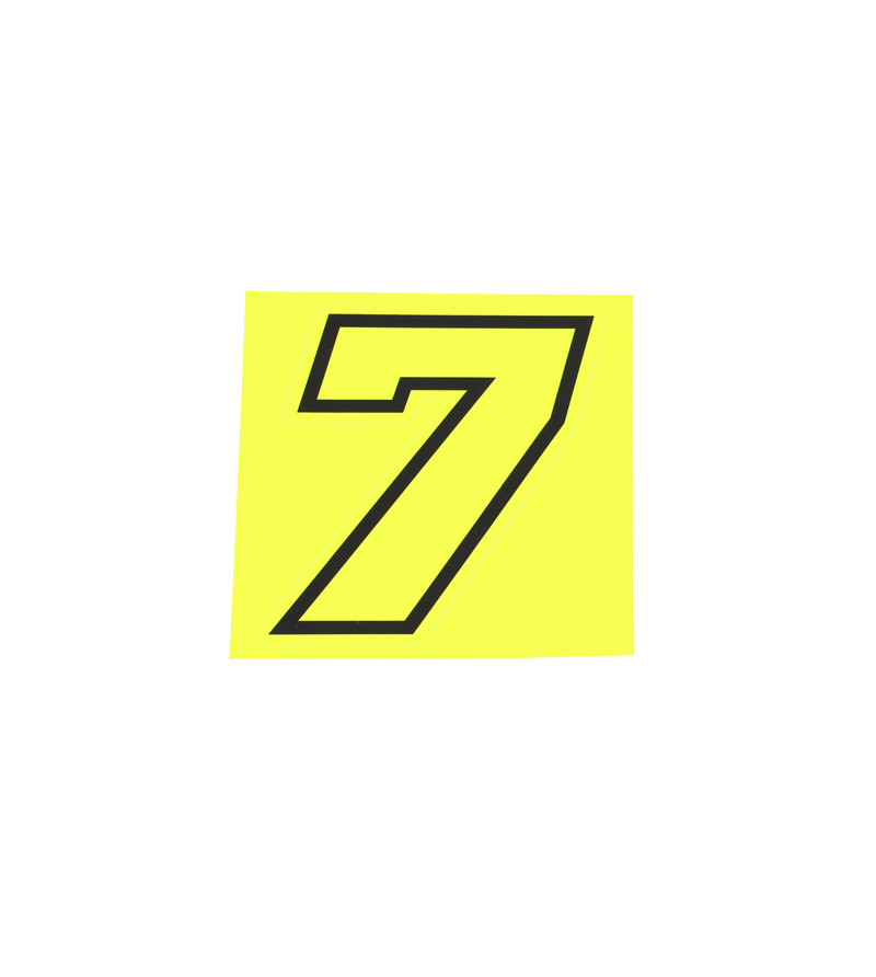 AUTOCOLLANT NUMERO DE COURSE MOTO 7JAUNE FLUO CONTOUR NOIR - HAUTEUR  10 CM