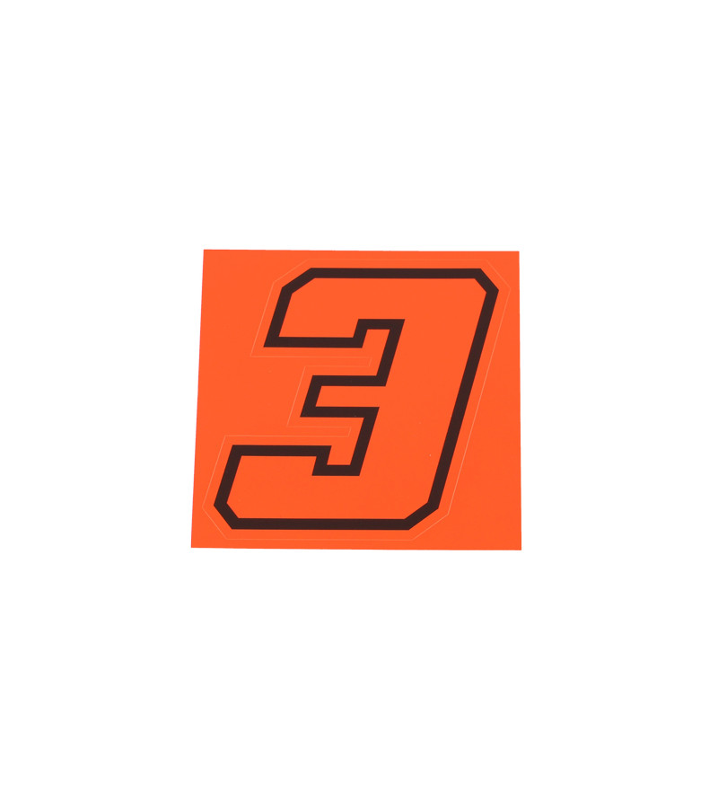 AUTOCOLLANT NUMERO DE COURSE MOTO 3ROUGE FLUO CONTOUR NOIR - HAUTEUR  10 CM