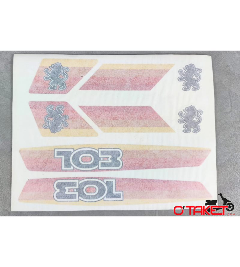 Autocollant 103 marque PEUGEOT orange (planche 8 pièces) Accueil sur le site du spécialiste des deux roues O-TAKET.COM
