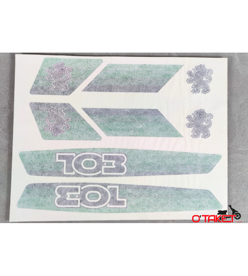 Autocollant 103 marque PEUGEOT vert (planche 8 pièces) Accueil sur le site du spécialiste des deux roues O-TAKET.COM