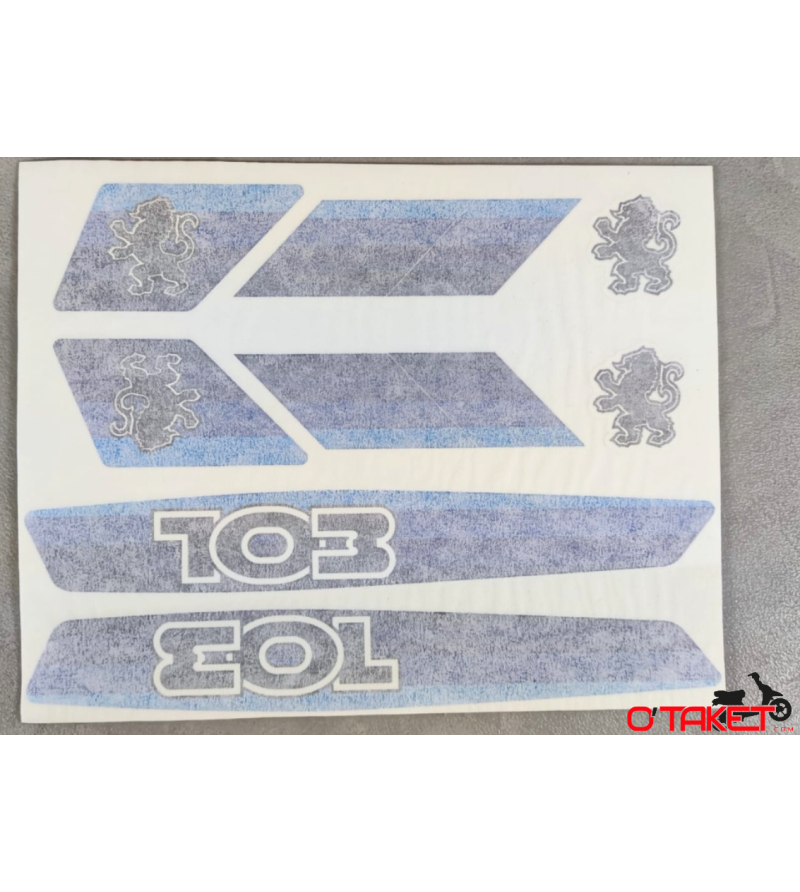 Autocollant 103 marque PEUGEOT bleu (planche 8 pièces) Accueil sur le site du spécialiste des deux roues O-TAKET.COM Autocollant 103 marque PEUGEOT bleu (planche 8 pièces) Accueil sur le site du spécialiste des deux roues O-TAKET.COM