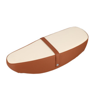 SELLE CYCLO BIPLACE MARRON/BEIGE ADAPT. MBK AVEC SUPPORT ET SANGLE