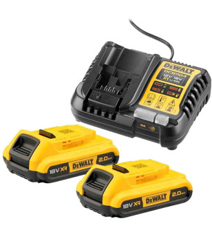 PACK 2 BATTERIES XR DEWALT 18V 2AHLI-ION + CHARGEUR