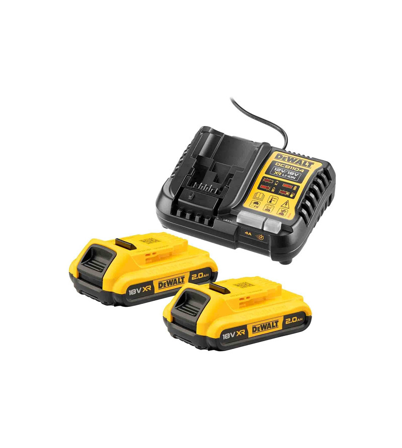 PACK 2 BATTERIES XR DEWALT 18V 2AHLI-ION + CHARGEUR