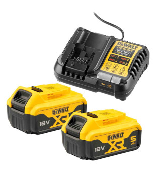 PACK 2 BATTERIES XR DEWALT 18V 5AHLI-ION + CHARGEUR