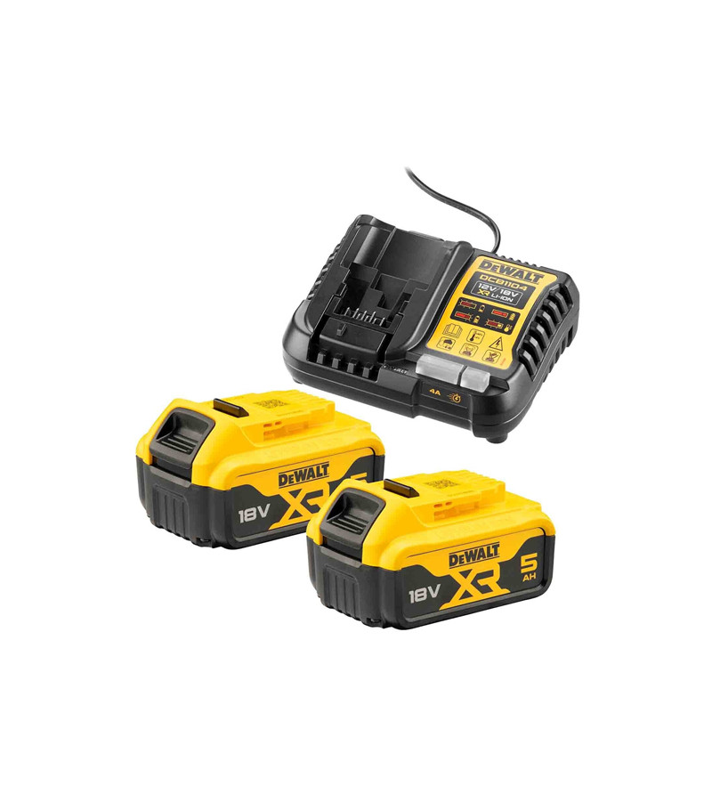 PACK 2 BATTERIES XR DEWALT 18V 5AHLI-ION + CHARGEUR