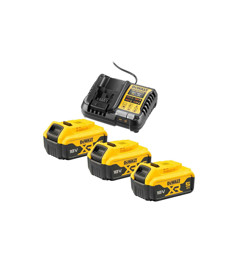 PACK 3 BATTERIES XR DEWALT 18V 5AHLI-ION + CHARGEUR
