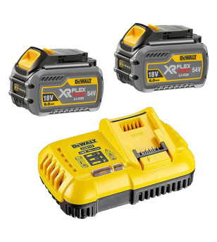 PACK 2 BATTERIES XR FLEXVOLT DEWALT18V/54V 6AH/2AH LI-ION + CHARGEURRAPIDE