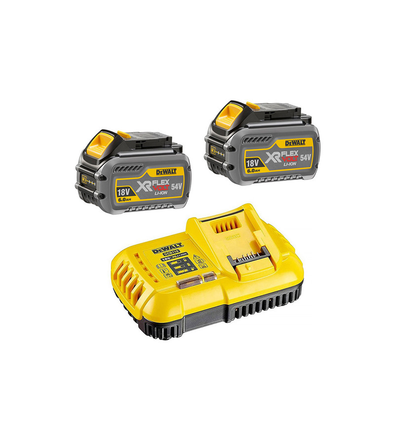 PACK 2 BATTERIES XR FLEXVOLT DEWALT18V/54V 6AH/2AH LI-ION + CHARGEURRAPIDE