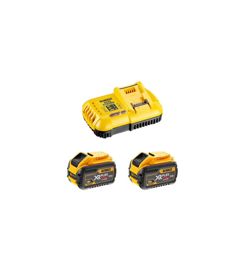 PACK 2 BATTERIES XR FLEXVOLT DEWALT18V/54V 12AH/4AH LI-ION + CHARGEURRAPIDE