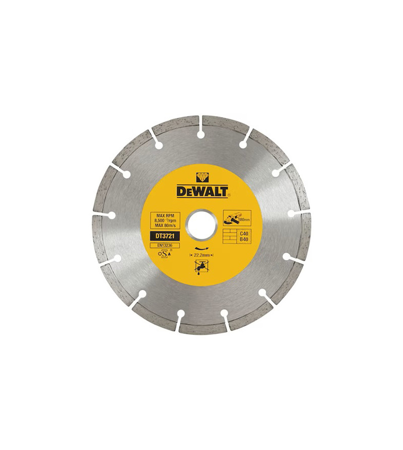 DISQUE FRITTÉ DEWALT SEGMENTÉ POURMATÉRIAUX DE CONSTRUCTION/BÉTON 180X22.2MM