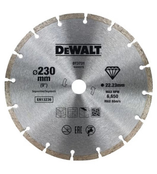 DISQUE FRITTÉ DEWALT SEGMENTÉ POURMATÉRIAUX DE CONSTRUCTION/BÉTON 230X22.2MM