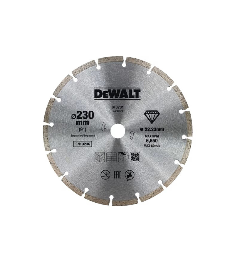 DISQUE FRITTÉ DEWALT SEGMENTÉ POURMATÉRIAUX DE CONSTRUCTION/BÉTON 230X22.2MM