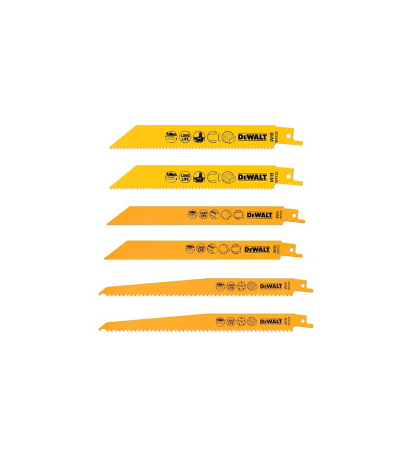 COFFRET DE 6 LAMES POUR SCIE SABRE DEWALT 2 X DT2345, 2 X DT2349, 2 XDT2353 + BOITE