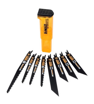 COFFRET DE 8 LAMES DE SCIE SABRE DEWALT XR RUNTIME POUR COUPE BOIS ETMÉTAL - 152/230 MM