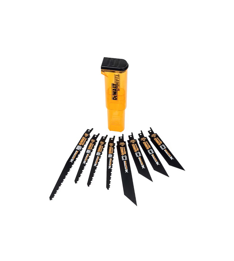 COFFRET DE 8 LAMES DE SCIE SABRE DEWALT XR RUNTIME POUR COUPE BOIS ETMÉTAL - 152/230 MM