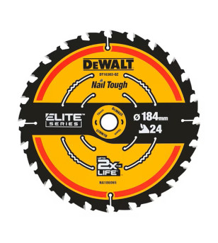 LAME DE SCIE CIRCULAIRE SANS FIL CARBURE ELITE DEWALT, 184X20MM, 24 DENTS, ATB/TRONÇONNAGE