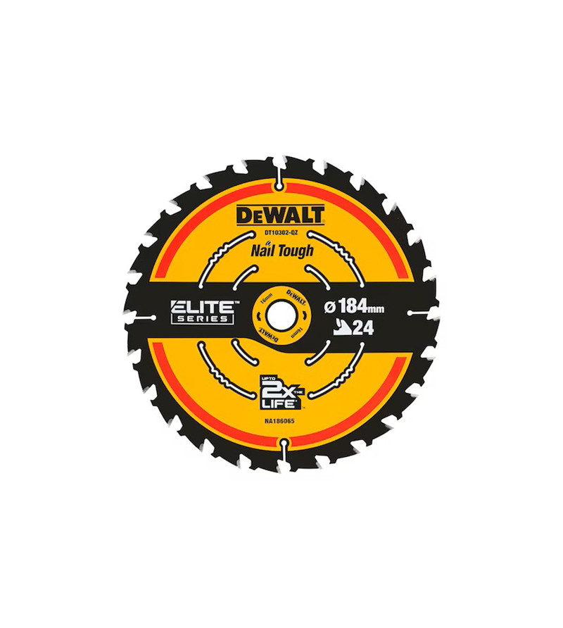 LAME DE SCIE CIRCULAIRE SANS FIL CARBURE ELITE DEWALT, 184X20MM, 24 DENTS, ATB/TRONÇONNAGE