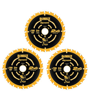 PACK DE 3 LAMES ELITE DEWALT  3X190MM 24 DENTS
