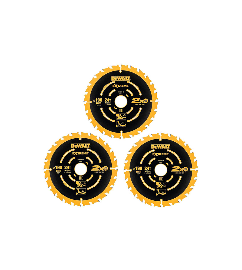 PACK DE 3 LAMES ELITE DEWALT  3X190MM 24 DENTS