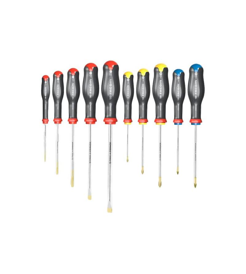JEU DE 10 TOURNEVIS PROTWIST FACOM ATELIER sur le site du spécialiste des deux roues O-TAKET.COM
