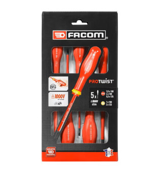 JEU DE 5 TOURNEVIS PROTWIST SLIM ISOLÉS 1000V FACOM