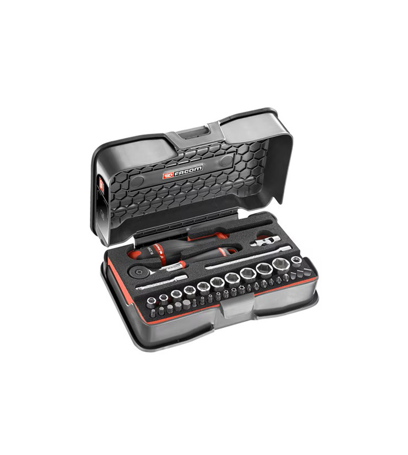 COFFRET CLIQUET + DOUILLES 1/4" 6 PANS FACOM