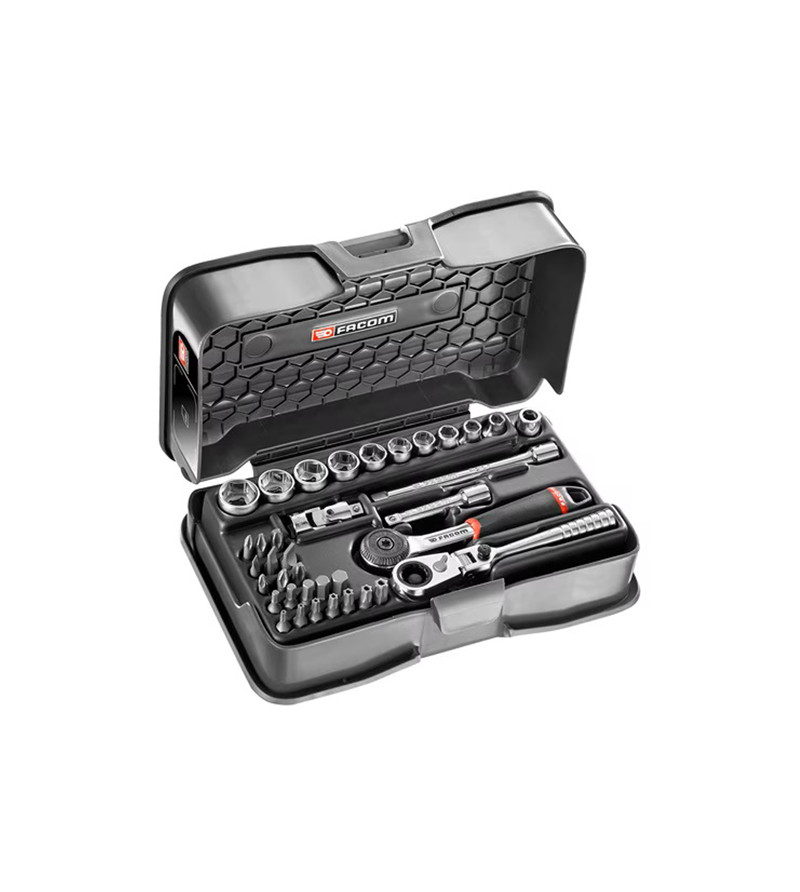 COFFRET CLIQUET + DOUILLES 1/4" 6 PANS FACOM