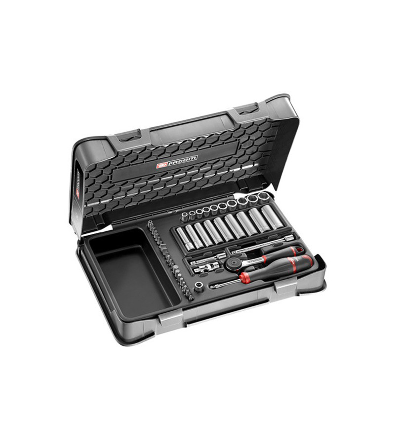 COFFRET CLIQUET + DOUILLES LONGUES1/4" 6 PANS FACOM