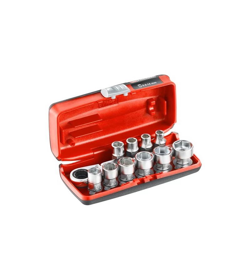 COFFRET DE DOUILLES 1/4" HEXAGONALES AVEC CLIQUET R.180 FACOM