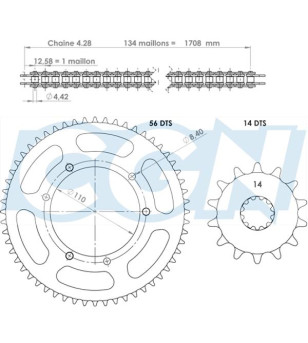 KIT CHAINE AFAM ADAPT. SHERCO 50 ENDURO  2003- 428  14X56