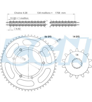 KIT CHAINE AFAM ADAPT. SHERCO 50 ENDURO/SM 2003- 428 14X56 50 À BOITE sur le site du spécialiste des deux roues O-TAKET.COM