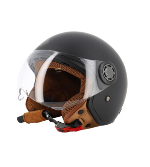 CASQUE JET TRENDY JT-306 DV NOIR MAT/MARRON  T63-64 XXL - CE 22-06