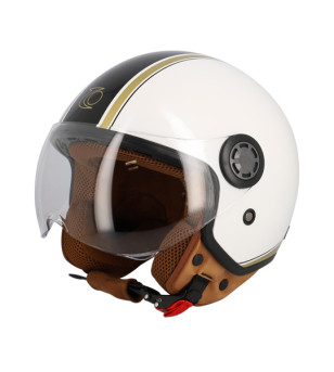 CASQUE JET TRENDY JT-306 DV BLANC CREME/MARRON CLAIR  T55-56 S - CE 22-06