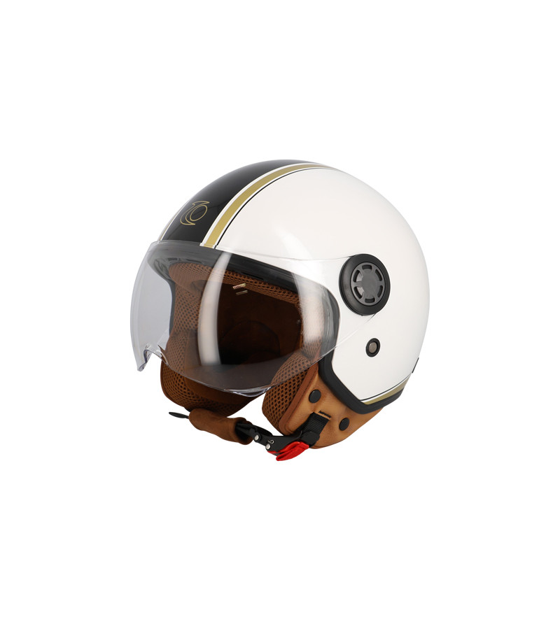 CASQUE JET TRENDY JT-306 DV BLANC CREME/MARRON CLAIR  T55-56 S - CE 22-06