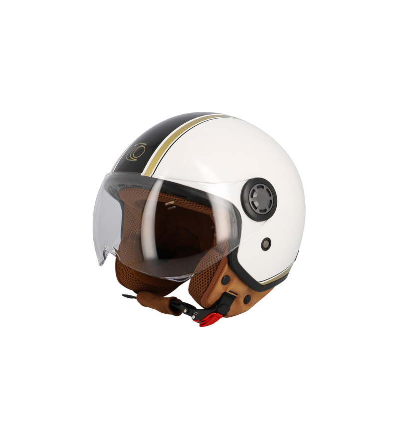 CASQUE JET TRENDY JT-306 DV BLANC CREME/MARRON CLAIR  T57-58 M - CE 22-06