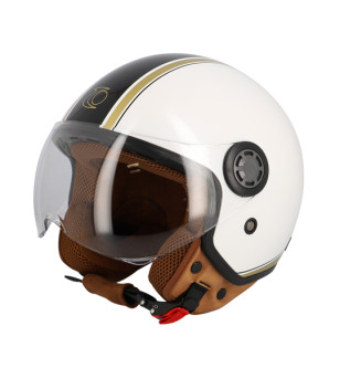 CASQUE JET TRENDY JT-306 DV BLANC CREME/MARRON CLAIR  T59-60 L - CE 22-06